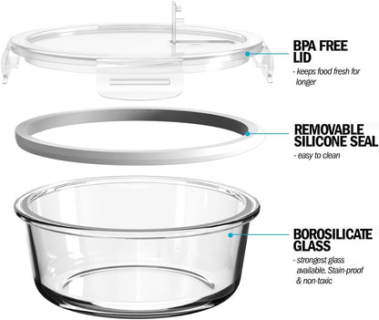 Igluu Meal Prep Glass Containers [5 PACK + EXTRA lid] - Glass Food