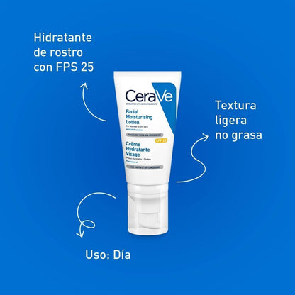 CeraVe AM Facial Moisturising Lotion SPF 25 | 52ml/1.75oz | Daily Facial Moisturiser with SPF for Normal to Dry Skin
