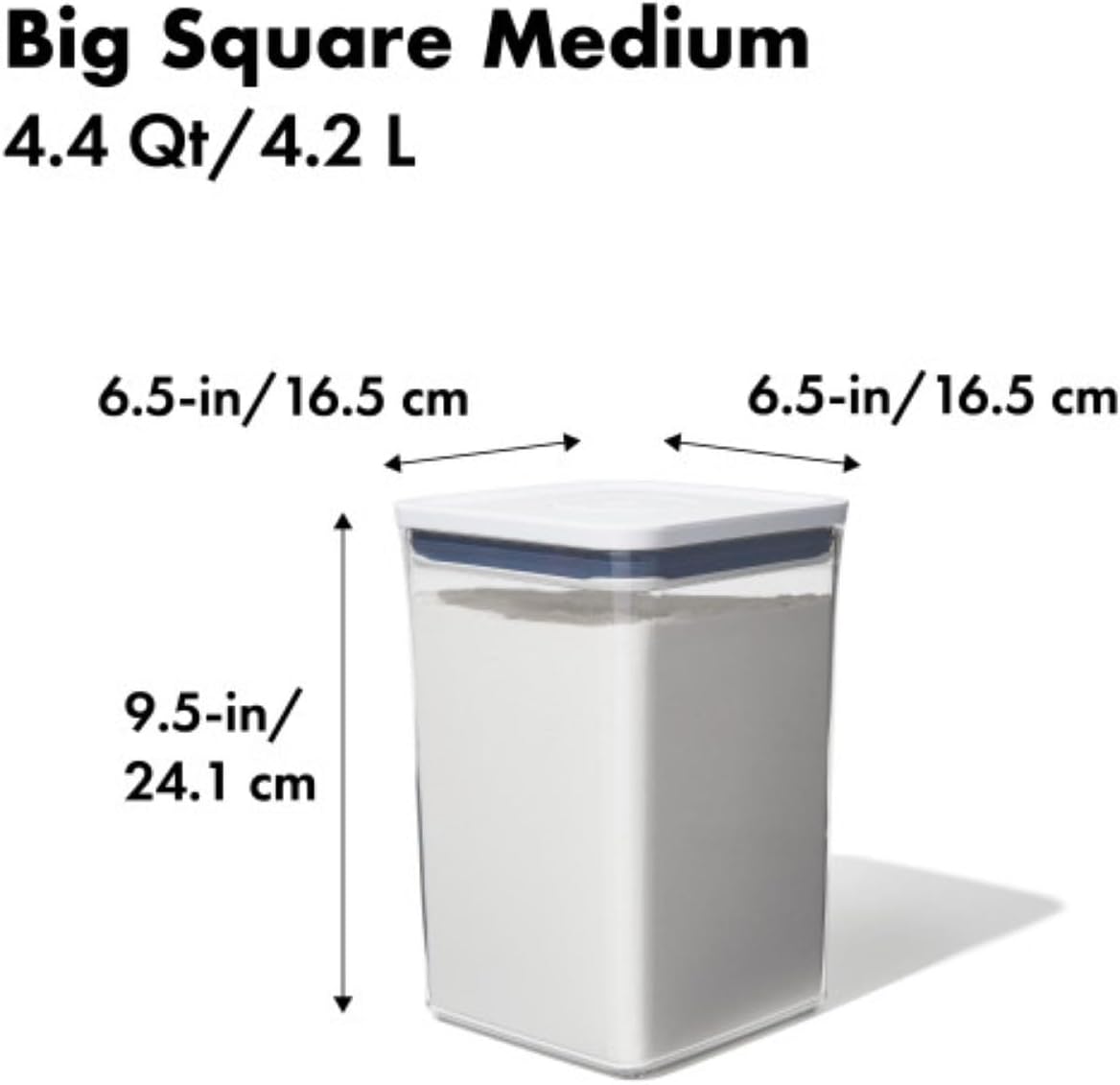 OXO Good Grips POP Container - Airtight Food Storage - Big Square Medium 4.4 Qt Ideal for 5lbs of flour or sugar.