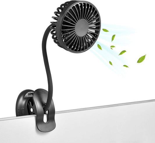 Usb Fan mini Fan Battery Operated Desk Fan with Emergency Power Bank, USB Clip Fan Rechargeable Personal Fan Flexible Neck 3 Speeds