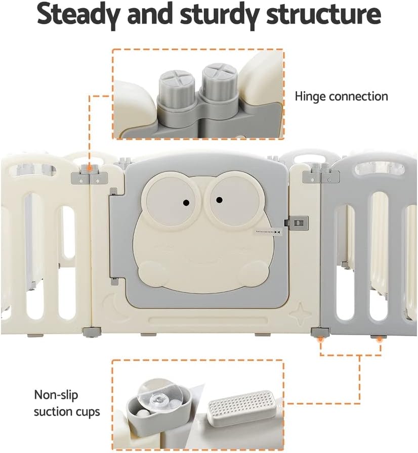 Keezi Baby Playpen, 16 Panels Babies Play Pen Toddlers Fence,Grey