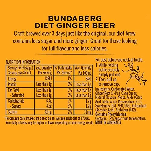 Bundaberg Diet Ginger Beer, 12 x 375 ml