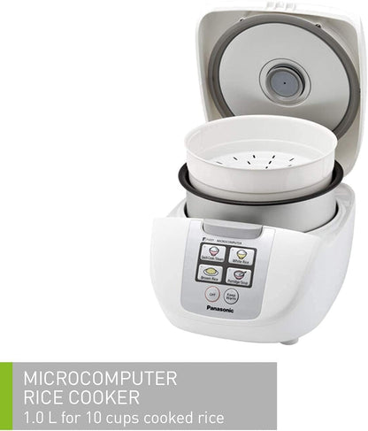 Panasonic 5-Cup Rice Cooker, White/Silver (SR-DF101WST)