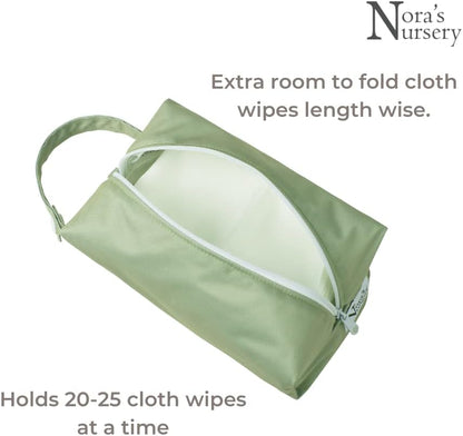 Nora's Nursery Reusable Baby Wipes 100% Cotton Washcloths Soft Absorbent Towel Face Wipes, Newborn Bath Face Towels, 20 Wipes with 1 Waterproof Pod for On-The-Go Moms, Ideal for Sensitive Skin