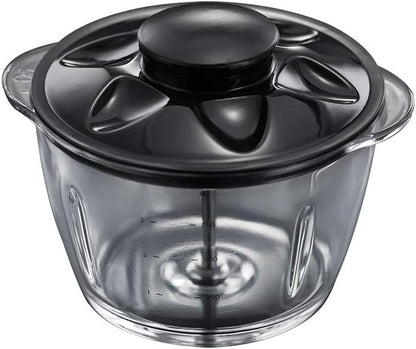Russell Hobbs Electric Mini Chopper [Glass Container with Storage Lid] Matt Black (500 ml, Vegetable Chopper, Mixer, Multi-& Universal Chopper for Vegetables, Fruits and Meat) 24662-56