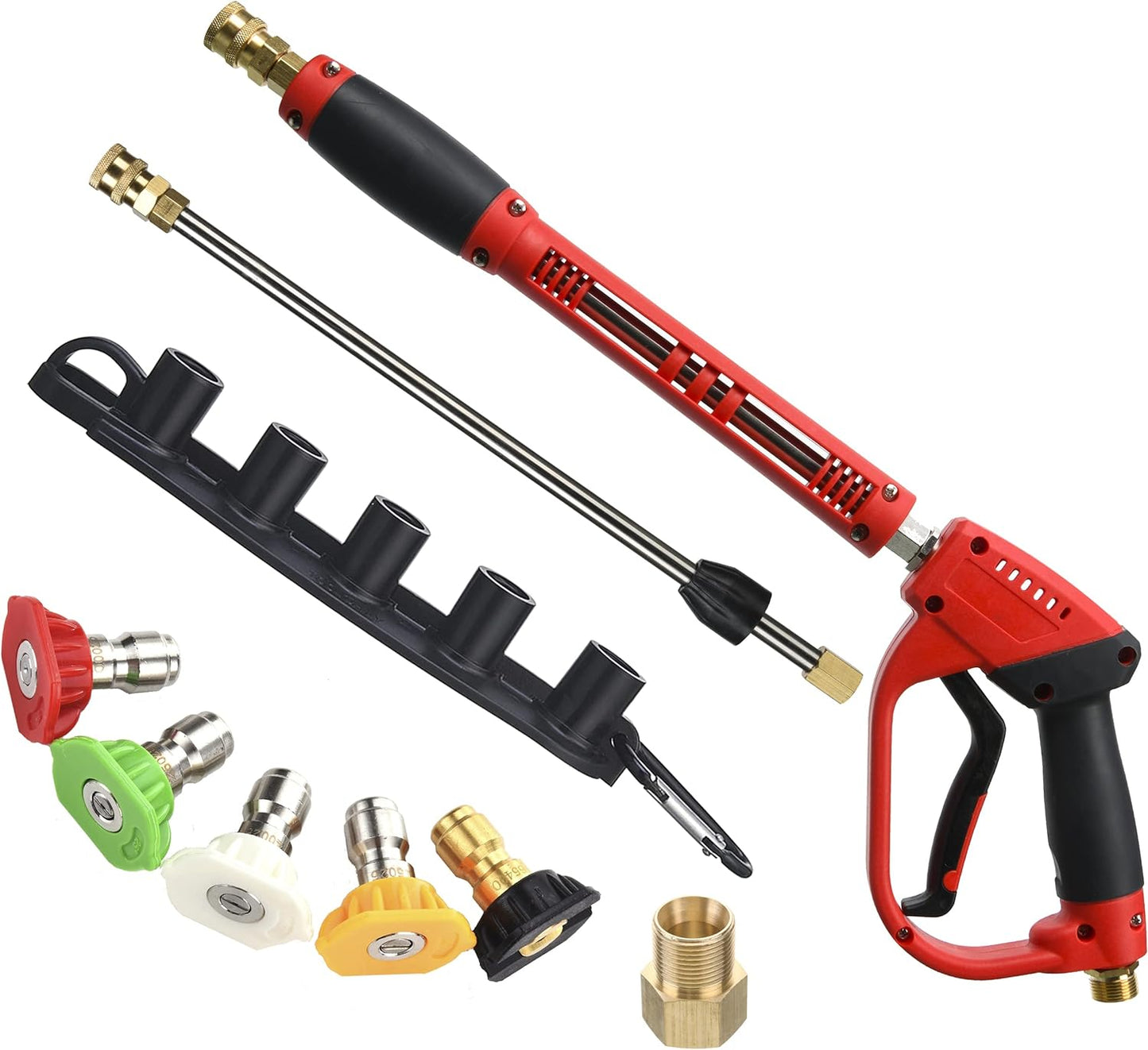 Tool Daily Deluxe High Pressure Washer Gun, with Wand Extension, 5 Nozzle Tips, M22 Fitting, 40 Inch, 5000 PSI