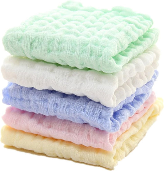 Baby Muslin Washcloths - Natural Muslin Cotton Baby Wipes - Soft Newborn Baby Face Towel and Muslin Washcloth for Sensitive Skin- , 5 Pack 12x12 inches