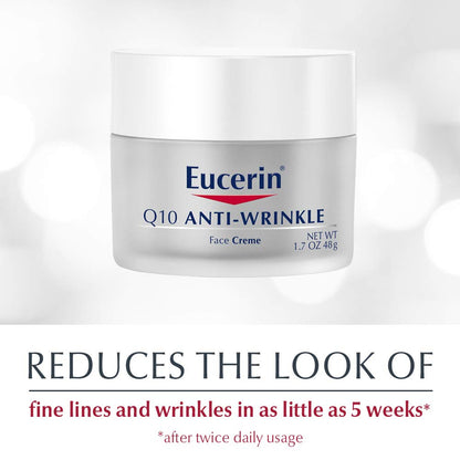 Eucerin Q10 Anti-Wrinkle Face Cream, Unscented Face Cream for Sensitive Skin, 1.7 Oz Jar,US product