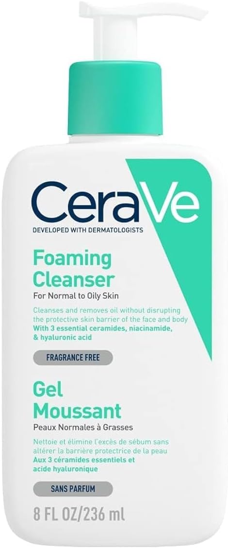 CeraVe Foaming Cleanser for Normal to Oily Skin 236ml with Niacinamide and 3 Essential Ceramides
