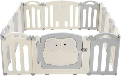 Keezi Baby Playpen, 16 Panels Babies Play Pen Toddlers Fence,Grey