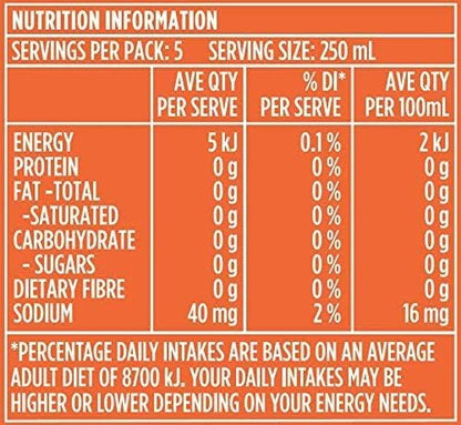 Sunkist Zero Sugar Soft Drink, 12 x 1.25L