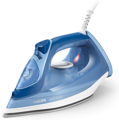 Philips Steam Iron 3000 Series DST3031/20-2,400 W, Constant Steam Output of 40 g/min, 180 g Steam Burst, Ceramic Ironing Sole, Vertical Steam, Blue