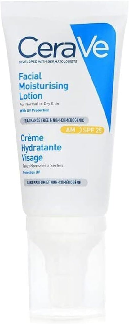 CeraVe AM Facial Moisturising Lotion SPF 25 | 52ml/1.75oz | Daily Facial Moisturiser with SPF for Normal to Dry Skin