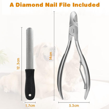 Adiwo Heavy Duty Dog Nail Trimmer, Professional Dog Nail Clippers with Nail File, Claw Care for Pets, Non-slip Handles, Sharp Blade Nail Scissors for Large Dogs/Thick Toenail Pets/Old Cat