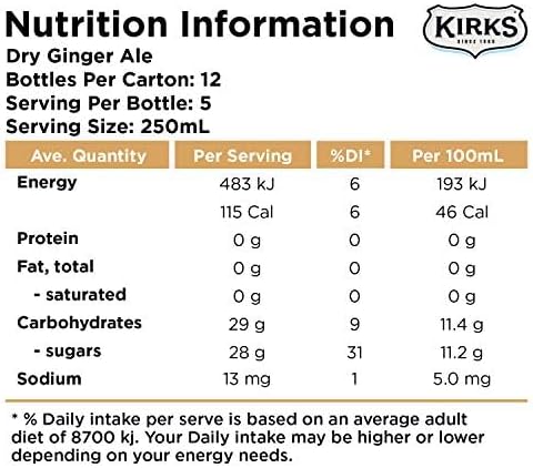 Kirks Dry Drinking Ginger Ale Soft Drink Multipack Bottles 12 x 1.25L