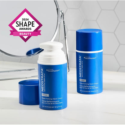 NEOSTRATA Skin Active Triple Firming Neck Cream, Anti-Aging Moisturizer with MicroDiPeptide229 to Tighten and Smooth Wrinkles Neck & Décolletage, Fragrance Free, For all Skin Types, 80g-USA made