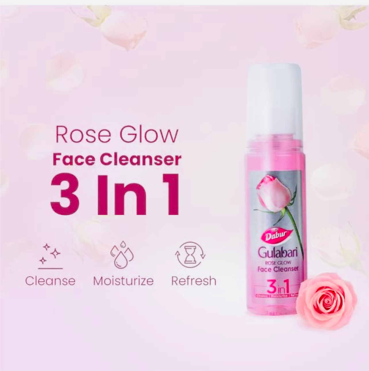 Dabur Gulabari Rose Glow Face Cleanser - 100ml | For All Skin Types | Cleaner, Balanced & Hydrated Skin