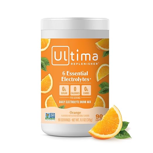 Ultima Replenisher Daily Electrolyte Drink Mix – Orange, 90 Servings – Hydration Powder with 6 Key Electrolytes & Trace Minerals – Keto Friendly, Vegan, Non- GMO & Sugar-Free Electrolyte Powder