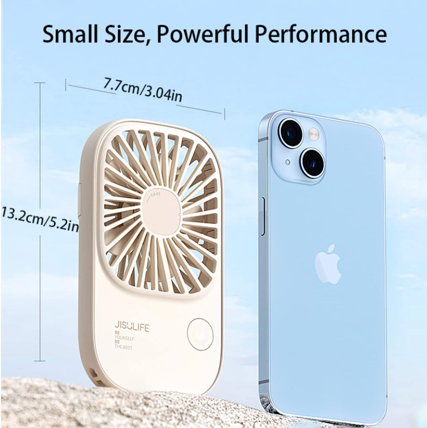 JISULIFE Handheld Mini Fan, Ultra Slim Portable Hand Fan USB Rechargeable Pocket Fan with 3 Speeds, Battery Operated