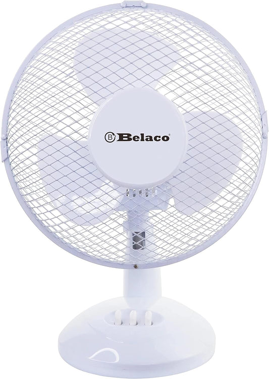 Belaco 9inch Table Fan Desk Fan with 2 Speed Oscillating cooling fan Stand Fan Low Noise Strong Resistant Base BLTF25