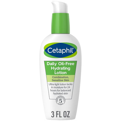 Cetaphil Daily Hydrating Lotion for Face, With Hyaluronic Acid, 3 fl oz, Lasting 24 Hr Hydration, for Combination Skin, No Added Fragrance, Non-Comedogenic
