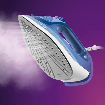 Philips Steam Iron 3000 Series DST3031/20-2,400 W, Constant Steam Output of 40 g/min, 180 g Steam Burst, Ceramic Ironing Sole, Vertical Steam, Blue