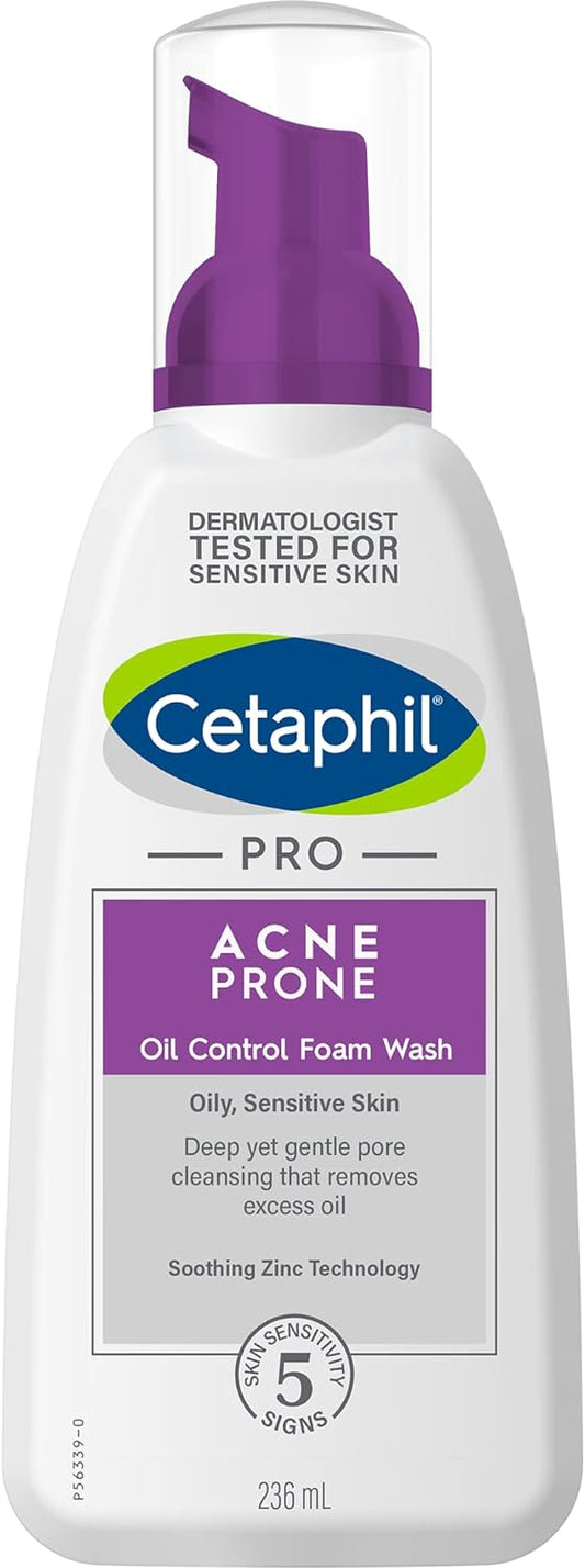 Cetaphil Pro Acne Prone Oil Control Foam Wash | 236mL | Deep Cleansing formula | Excess Oil Removal | For Acne Prone Skin | Soap-free | Hypoallergenic | Non-Acnegenic & Non-Comedogenic Visit the Cetaphil Store