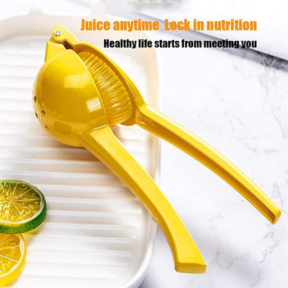 Lemon Squeezer - Premium Quality Metal Lemon Squeezer, Manual Citrus Juicer Juicer with Handle Orange Squeezer Juicer Citrus Juicer Dishwasher Safe (Yellow)