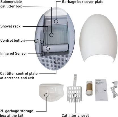 Automatic Self-Cleaning Cat Litter Box, No More Scooping & Dust-Free Cat Littler Box for Multiple Cats
