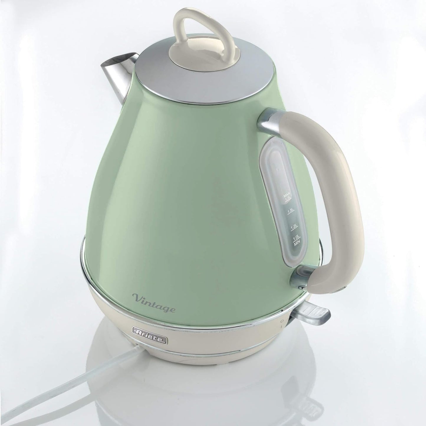 Ariete 2869/04 Retro Style Cordless Jug Kettle, Cool to Touch Exterior and Removable Filter, Water Indicator at Eye Level, Vintage Design, 2000 W, 1.7 litres, Green