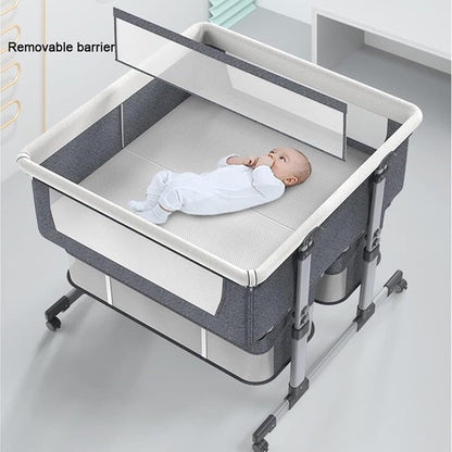 Twin Bassinet,Cosleeper Bassinet Bed Side Baby Bassinet with Storage Basket 6 Height Adjustable Anti-Emesis Side Sleeper Bassinet for Baby 1 to 36 Months Grey