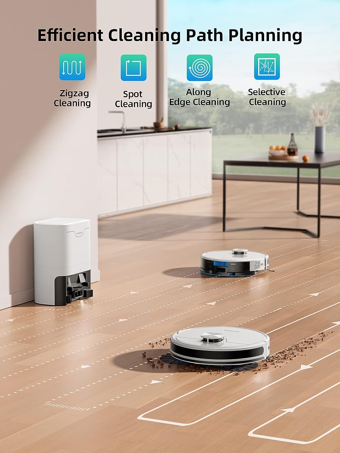 HONITURE Robot Vacuum and Mop Combo, Self Emptying Robotic Vacuum with Lidar Navigation, Smart App Mapping, 3500Pa Suction, Ideal for Pet Hair Carpet Hard