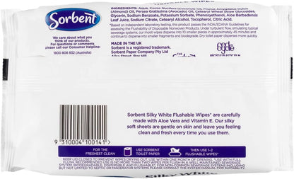Sorbent Silky White Flushable Wipes 40 Sheets (Pack of 14)