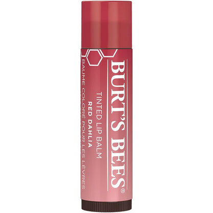 Burt's Bees Lip Balm, Tinted Moisturizing Lip Care for Women, 100% Natural, with Shea Butter, Red Dahlia (2 Pack)