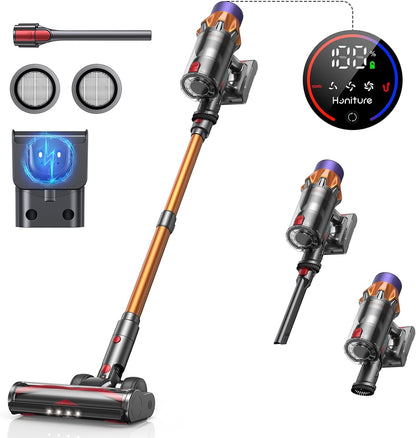 HONITURE X7 Cordless Vacuum Cleaner, 550W/45Kpa, Max 60 Mins Runtime, Wall-mounted Charging,Self-Standing, Stick Vacuum with Touch Screen, Vacuum Cleaner for Home, 2024 Latest Motor