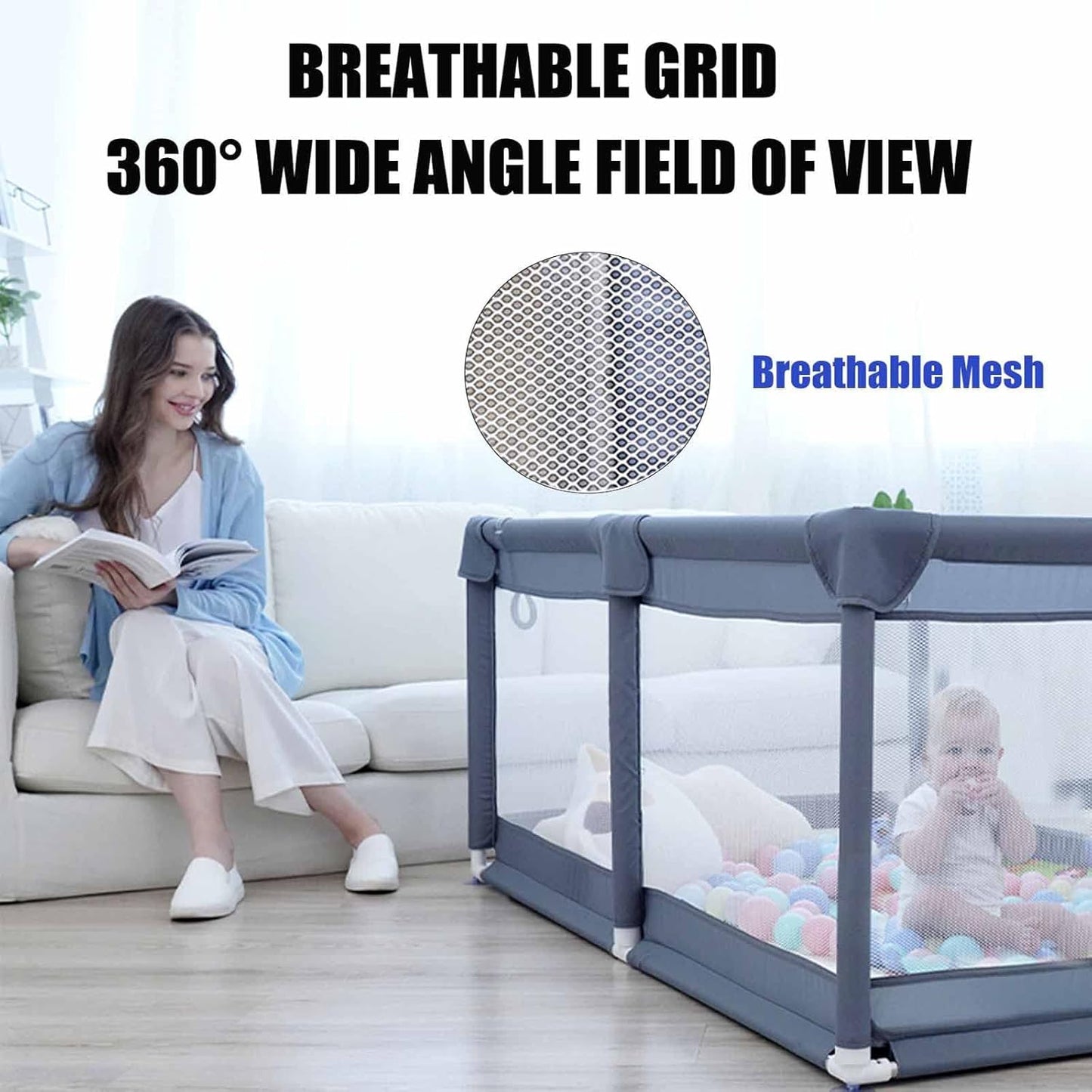 Baby Playpen, 150 x 180 x 68cm Large Playpen for Baby and Toddlers