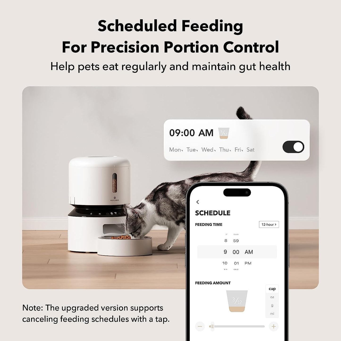 PETLIBRO Automatic Cat Food Dispenser with 5G Wi-Fi with APP Control for Remote Feeding, Low Food & Blockage Sensor, 1-10 Meals