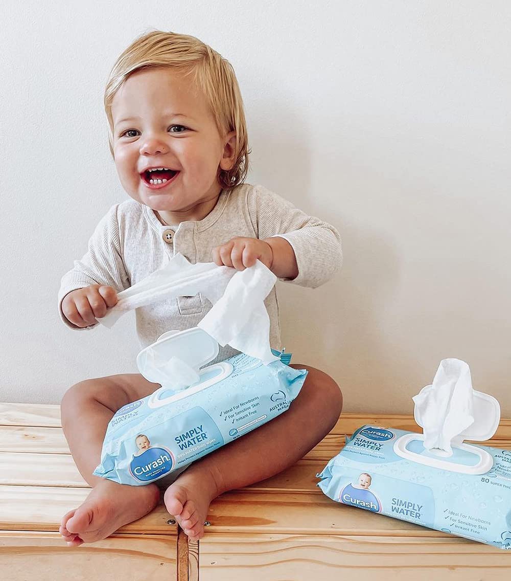 Curash Simply Water Baby Wipes, Pack of 480 (6 x 80 pack)