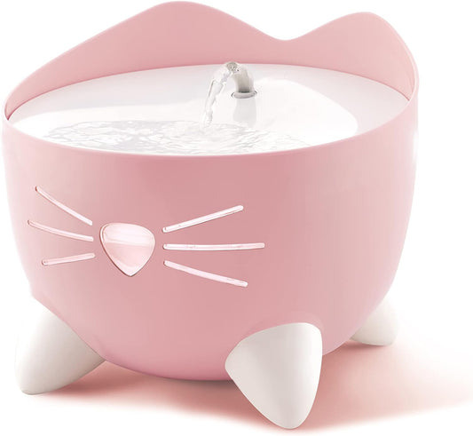 Cat Water Fountain with Triple Filter and Ergonomic Drinking Options, Pink