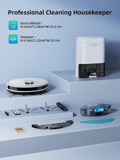 HONITURE Robot Vacuum and Mop Combo, Self Emptying Robotic Vacuum with Lidar Navigation, Smart App Mapping, 3500Pa Suction, Ideal for Pet Hair Carpet Hard