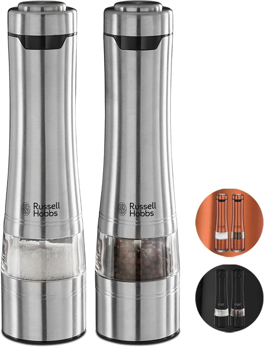 Russell Hobbs Battery Powered Salt and Pepper Grinders 23460-56 - Stainless Steel and Silver