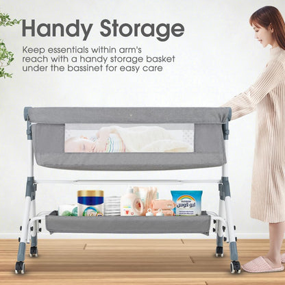PlayPals Baby Bassinet with Mattress, Rocking Baby Crib,Grey