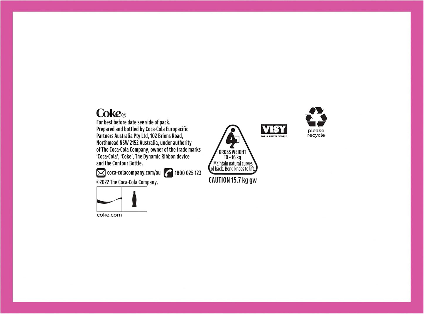 Coca-Cola Zero Sugar Raspberry Soft Drink Multipack Bottles 12 x 1.25L