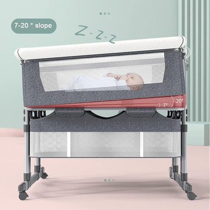 Twin Bassinet,Cosleeper Bassinet Bed Side Baby Bassinet with Storage Basket 6 Height Adjustable Anti-Emesis Side Sleeper Bassinet for Baby 1 to 36 Months Grey