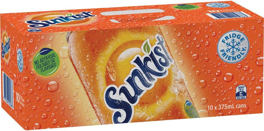Sunkist Orange Soft Drink Can, 10 x 375ml