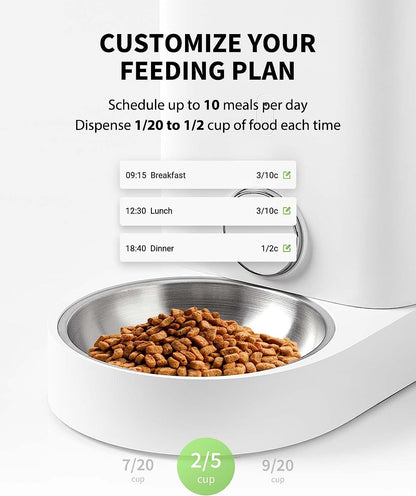 PETKIT Automatic Cat Feeder, 2.4GHz WiFi Automatic Pet Feeder for Cats and Dogs Smart Pet Dry Food Dispenser, Up to 10 Meals per Day
