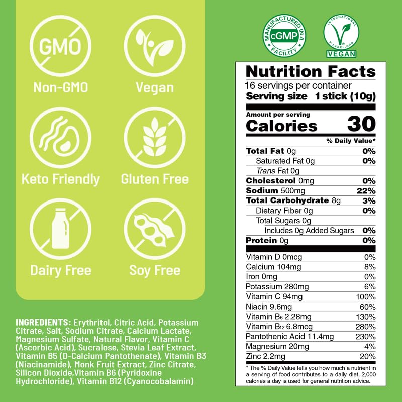 Venture Pal Sugar Free Electrolyte Powder Packets - Liquid Daily IV Drink Mix for Rapid Hydration & Party Recovery,16 Sticks