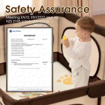 Playpals Baby Playpen, 150x180CM Play Pen for Babies & Toddlers, Large,Brown