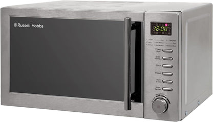Russell Hobbs RHM2031 20 L 800 W Stainless Steel Digital Grill Microwave with 5 Power Levels, 1000 W Grill Power, Automatic Defrost, 8 Auto Cook Menus, Clock, Timer, Easy Clean