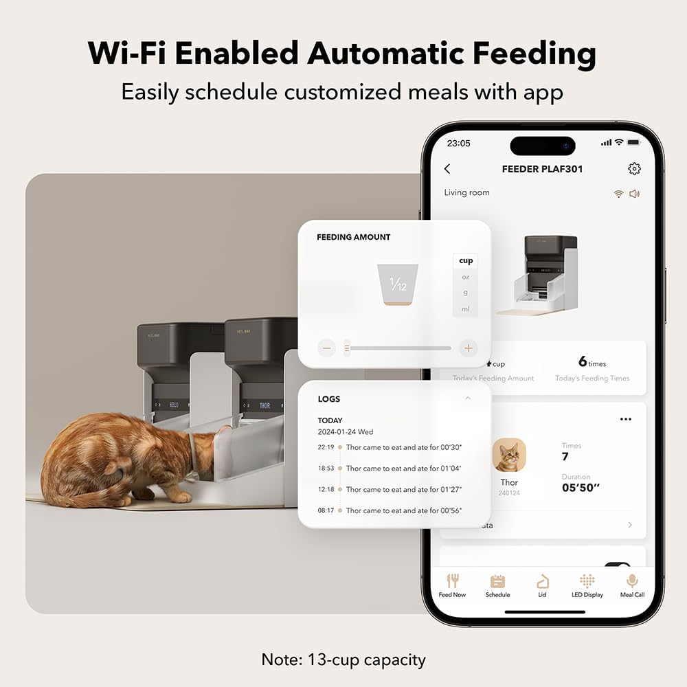 PETLIBRO RFID Automatic Cat Feeder, 5G Wi-Fi Automatic Pet Feeder, 3L One Auto Cat Feeder App Control with Collar Tag Sensor, Tag Activated Automatic Cat
